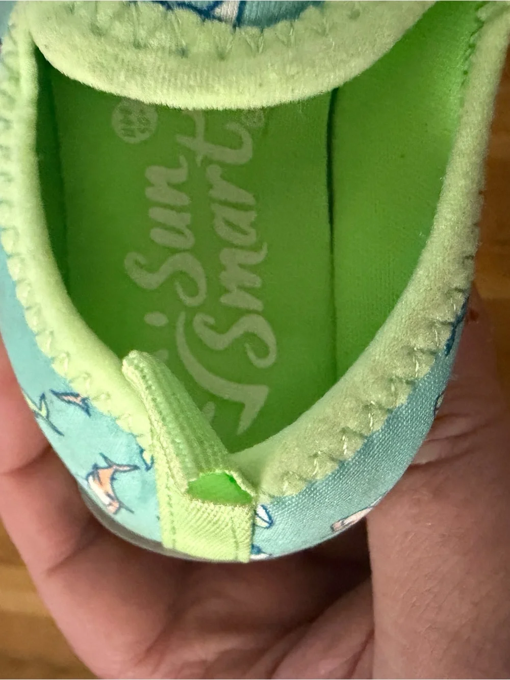 Sun smart 5/6 Shark Print Slip-On Water Shoes - Light Blue/Green